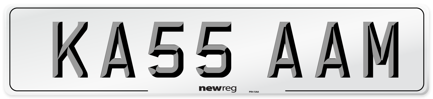 KA55 AAM Number Plate from New Reg